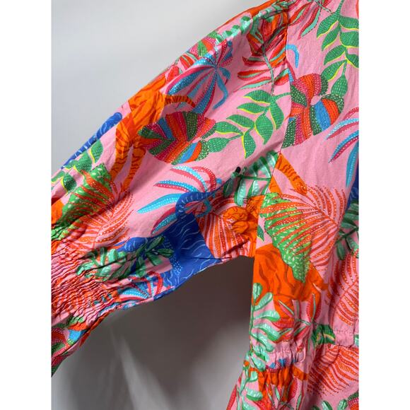 MARIGOLD by VICTORIA DUNN Women's Jungle Print Knee Length Dress Orange Large - Picture 7 of 10